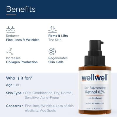 Well Skin Rejuvenating Retinol 0.5% Night Moisturiser - Rice Extract 120 ml - Night Cream