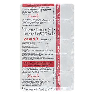 Zaxid L 75/20mg Capsule 10'S - Ulcer/Reflux/Flatulence-Aaa