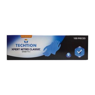 Techtion Xpert Nitro Classic Onepro Nitrile Powderfree Medical Examination Gloves - Medium 100's - Gloves - S