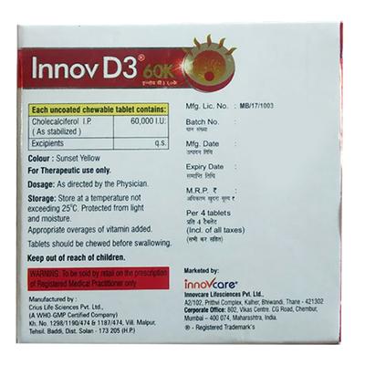 INNOV D3 60k Tablet 4's - Supplements-Vit