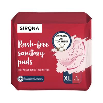 Sirona Cottony Soft Rash Free Sanitary Pads for Women (XL) 4's - Sanitary Napkins