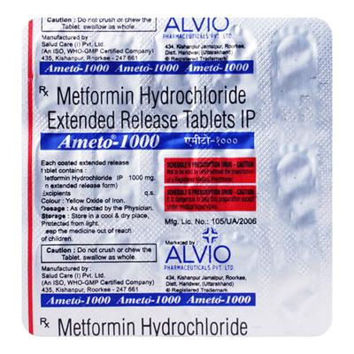 AMETO 1000 Tablet 15's - Diabetes-Ant