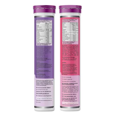 FixUpHealth Biotin Effervescent Tablet - Orange Flavour 20s & FixUpHealth Glutathione Effervescent Tablet - Strawberry Flavour 15s 1's - Hair & Skin