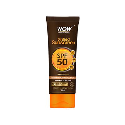 WOW Skin Science Tinted Sunscreen SPF50 PA+++ with Hyaluronic Acid and Aloe Vera Extract 80 ml - Face Sunscreen