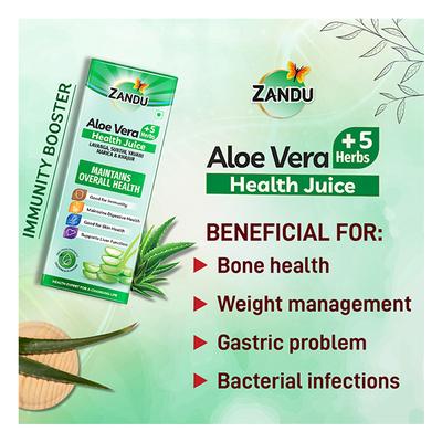 Zandu Aloe Vera + 5 Herbs Health Juice 1 litre - Ayurvedic Juices