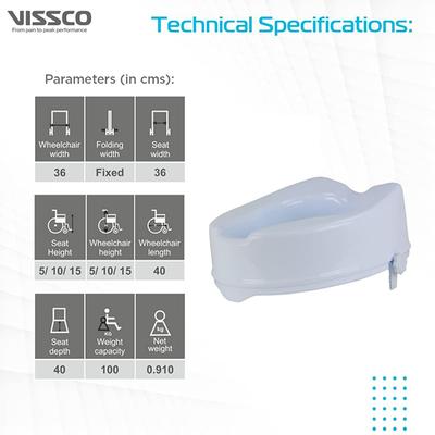Vissco Raised Toilet Seat without Lid (6 inch) - Wheelchairs & Walking Sticks