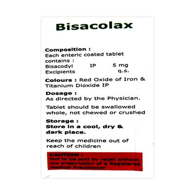 BISACOLAX 5 Tablet 10's - Constipation-Lax