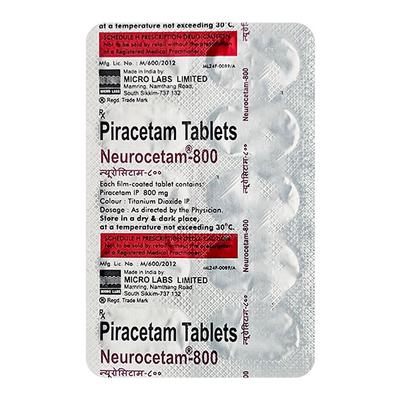 Neurocetam 800mg Tablet 10'S - Nootropics And Neurotrophics