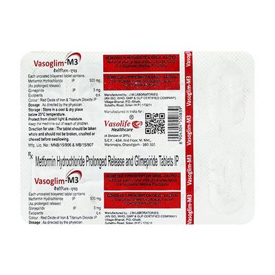 VASOGLIM M 3 Tablet 10's - Diabetes-Ant