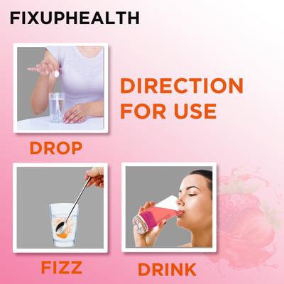 FixUpHealth Glutathione Effervescent Tablet - Strawberry Flavour 15s & FixUpHealth Calcium and Vitamin D3 Effervescent Tablet - Orange Flavour 20s 1's - General Health