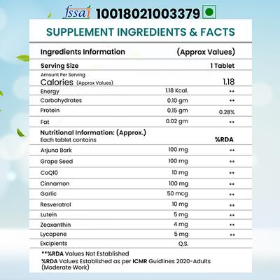 Health Veda Happy Heart Veg Tablet 60's - Herbal Dietary Supplement