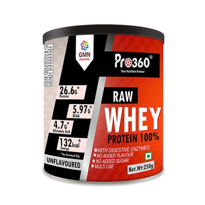 Pro360 Raw Whey Protein Powder - Unflavoured 250 gm - Whey Proteins