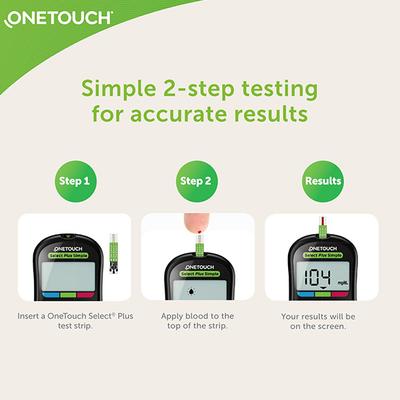 OneTouch Select Plus Strip 50's + OneTouch Delica Plus Lancet (Pack of 2 x 25's) - Blood Glucose Monitors/Test Strips