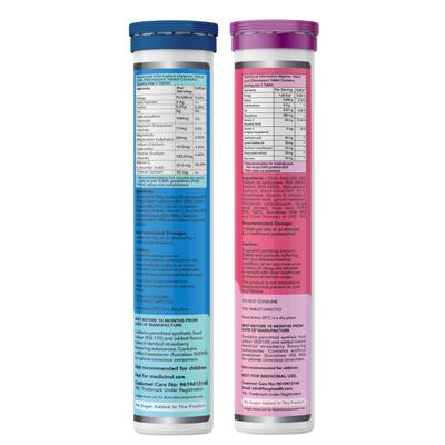 FixUpHealth Electrolytes Effervescent Tablet - Lemon Flavour & FixUpHealth Glutathione Effervescent Tablet - Strawberry Flavour 15s 1's - General Health