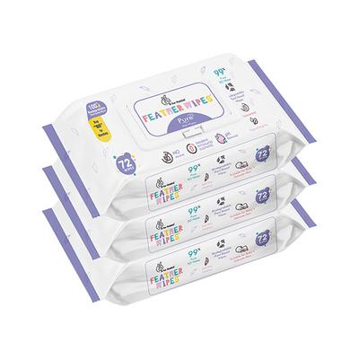 R for Rabbit Feather Pure Wipes (Pack of 3 x 72's) - Diapers & Wipes