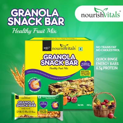 NourishVitals Granola Snack Bar - Healthy Fruit Mix (5 Bars) 250 gm - Nutritional Bars
