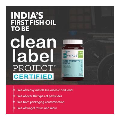 HealthKart HK Vitals Super Strength Fish Oil Soft Gelatin Capsule 60's - Omega Fish Oil Fatty Acids