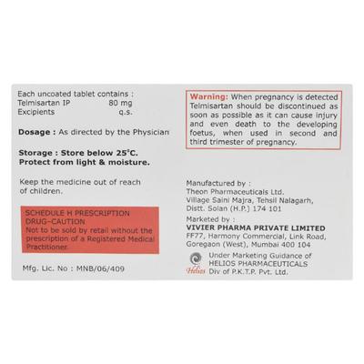 TELISMART 80 Tablet 10's - Hypertension-Ang