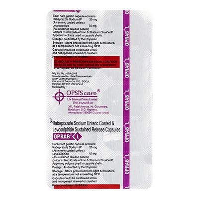 OPRAB L Capsule 10's - Ulcer/Reflux/Flatulence-GIT