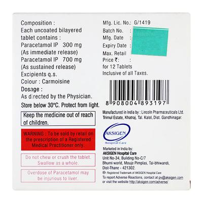 Qustain P 1000Mg Tablet 12's - Pain relief-Nsa