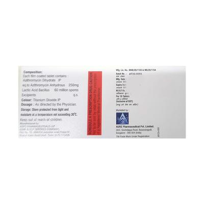 AZITAB 250 LB Tablet 10's - Bacterial Infections-Mac