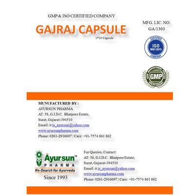 Ayursun Gajraj Capsule 10's - Speciality Medicines