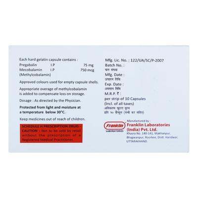 PREGACOL 75 Capsule 10's - Neuropathic Pain-Dru