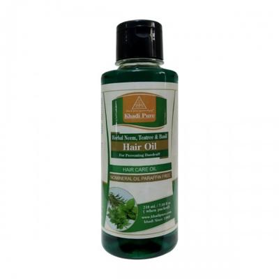 Khadi Pure Herbal Paraffin Free Hair Oil - Neem Teatree & Basil 210 ml - Hair Oils