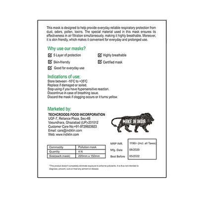 Indiklin N95 Face Mask with Respirator (Pack of 4) - Face Mask