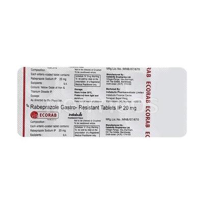 Ecorab 20mg Tablet 10'S - Ulcer/Reflux/Flatulence-Aaa