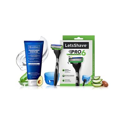 LetsShave Pro 6 Sensitive Razor + Shaving Gel 200gm + Razor Cap for Men - Razors & Cartridges
