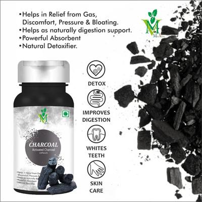 Mint Veda Activated Charcoal Veg Capsule 60's - Herbal Dietary Supplement