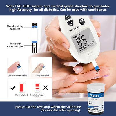 Sinocare Safe Accu Blood Sugar Monitor Test Kit (Test Strips 100's + Lancets 100's) 1's - Blood Glucose Monitors/Strips