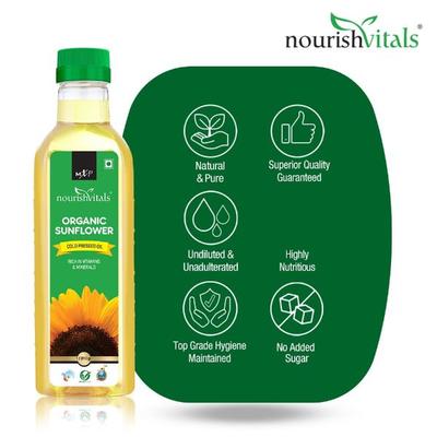 NourishVitals Organic Sunflower Cold Pressed Oil 1 litre - Health Products