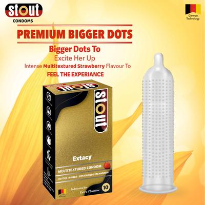 Stout Multitextured Extacy Condoms - Strawberry (Pack Of 2 x 10's) 1's - Plain/Flavoured Condoms