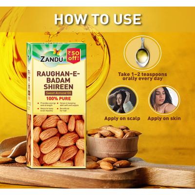 Zandu Raughan - E - Badam Shireen Sweet Almond Oil 100 ml - Personal Care (Ayush)