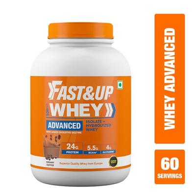 Fast&Up Whey Advanced Protein Powder - Creamy Coffee Flavour 1824 gm - Workout Essentials