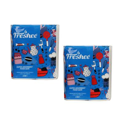 Freshee 2 in 1 Super Absorbent Food Safe 2 Ply Premium Kitchen Towels (Pack of 2) - Tissues & Wipes