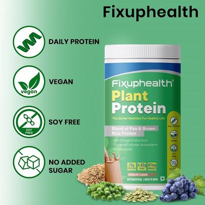 FixUpHealth Plant Protein - Chocolate Flavour 500 gm - Protein Drink