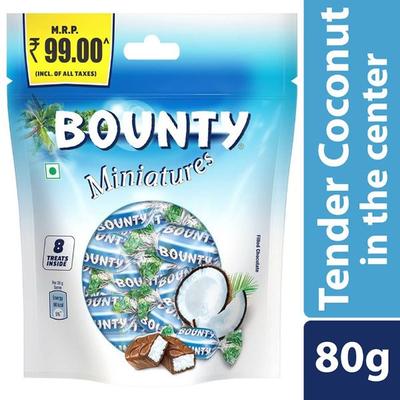 Bounty Tender Coconut Miniatures Chocolate Bar 80 gm - Nutritional Bars