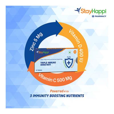 StayHappi Triple Immuno Chewable Tablet 10's - Multi-Vitamins