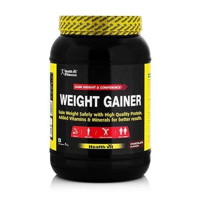 HealthVit Fitness Weight Gainer Powder - Chocolate Flavour 1 kg - Weight Gain