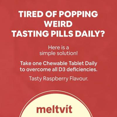 Meltvit Vitamin D3 2000 IU Cholecalciferol Chewable Tablets 120's - Multi-Vitamins