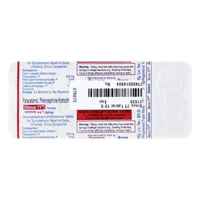 Sinus 77 Tablet 10'S - Cough And Cold-Cou