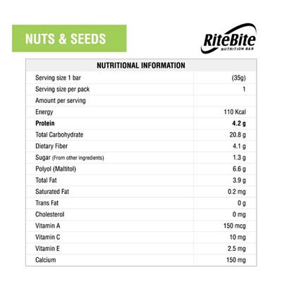 RiteBite Nuts & Seeds Bar (Pack of 12) - Nutritional Bars