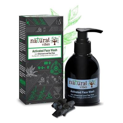 Natural Vibes Ayurvedic Activated Face Wash with Charcoal & Tea Tree 150 ml - Face Wash & Cleansers