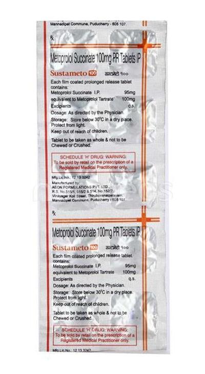Sustameto 100mg Tablet 10'S - Hypertension-Bet