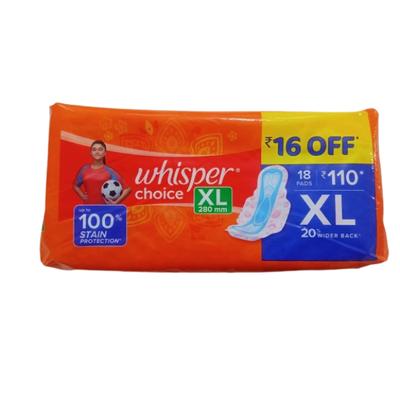 Whisper Choice XL Sanitary Pad 18's - Sanitary Napkins