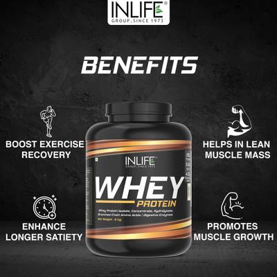 INLIFE Whey Protein Powder - Vanilla Flavour 2 kg - Whey Proteins
