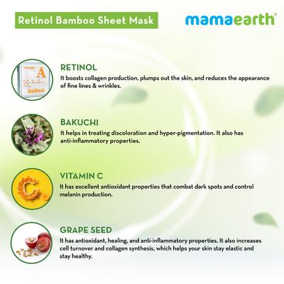 Mamaearth Bamboo Sheet Mask - Retinol 1's - Masks & Peels